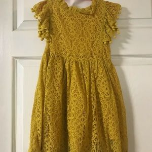 NWT Gorgeous mustard eyelet dress for girls size 5